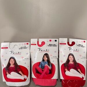 3 Pack of 6-8 Years Old Girl Tights Winter Fishnet Colorful and Patterned Trio3